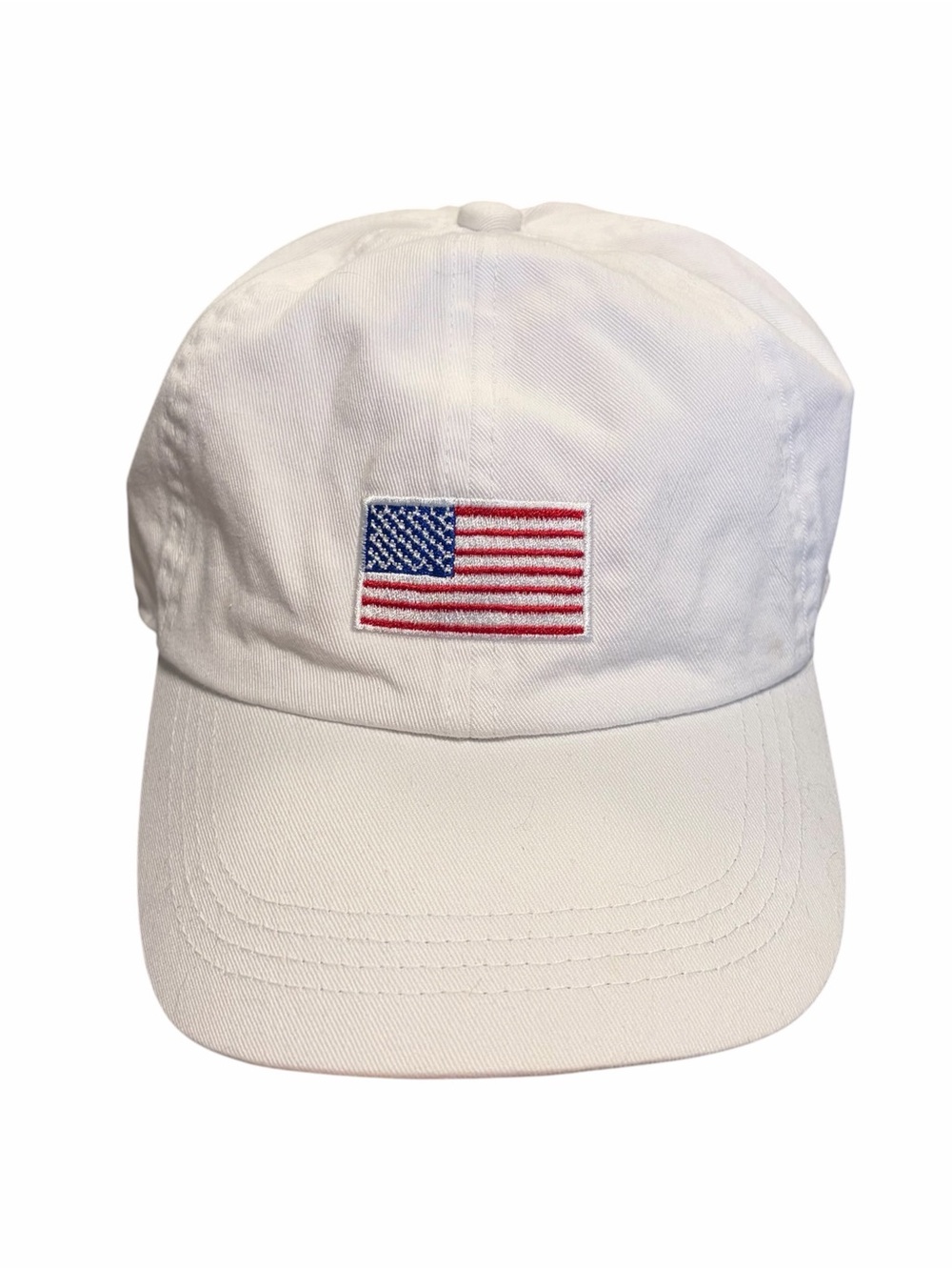 White Baseball Cap with American Flag Embroidery from Altar’d State